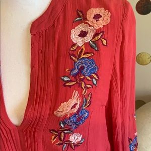 Free People embroidered Long sleeve dress